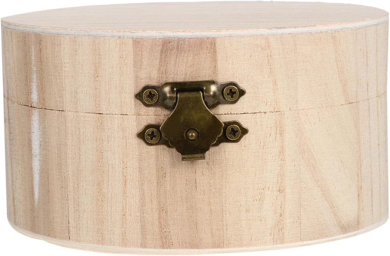 VICASKY Wooden Jewelry Storage Box Large Round DIY Handmade Earring Holder Organizer for Rustic Design for Rings Birthday Christmas