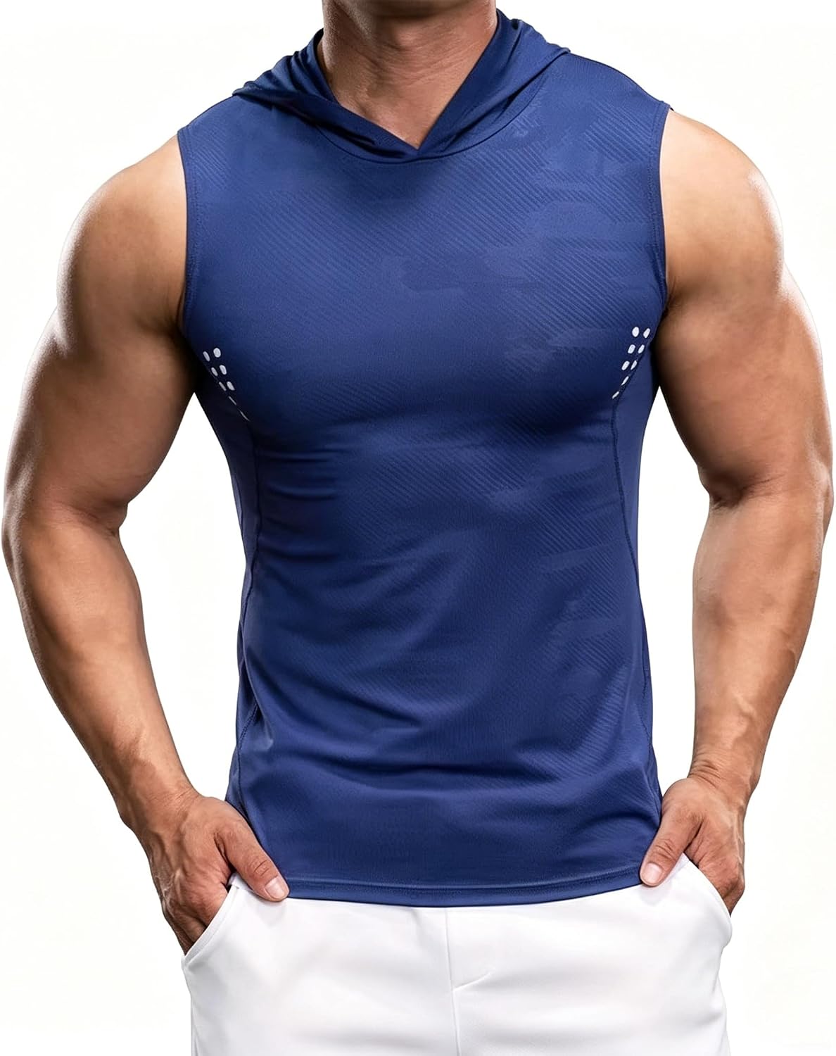 Men's Quick Dry Breathable Stretch Gym Fitness Running Hoodie Vest Sleeveless Hooded Training Workout Tank Top