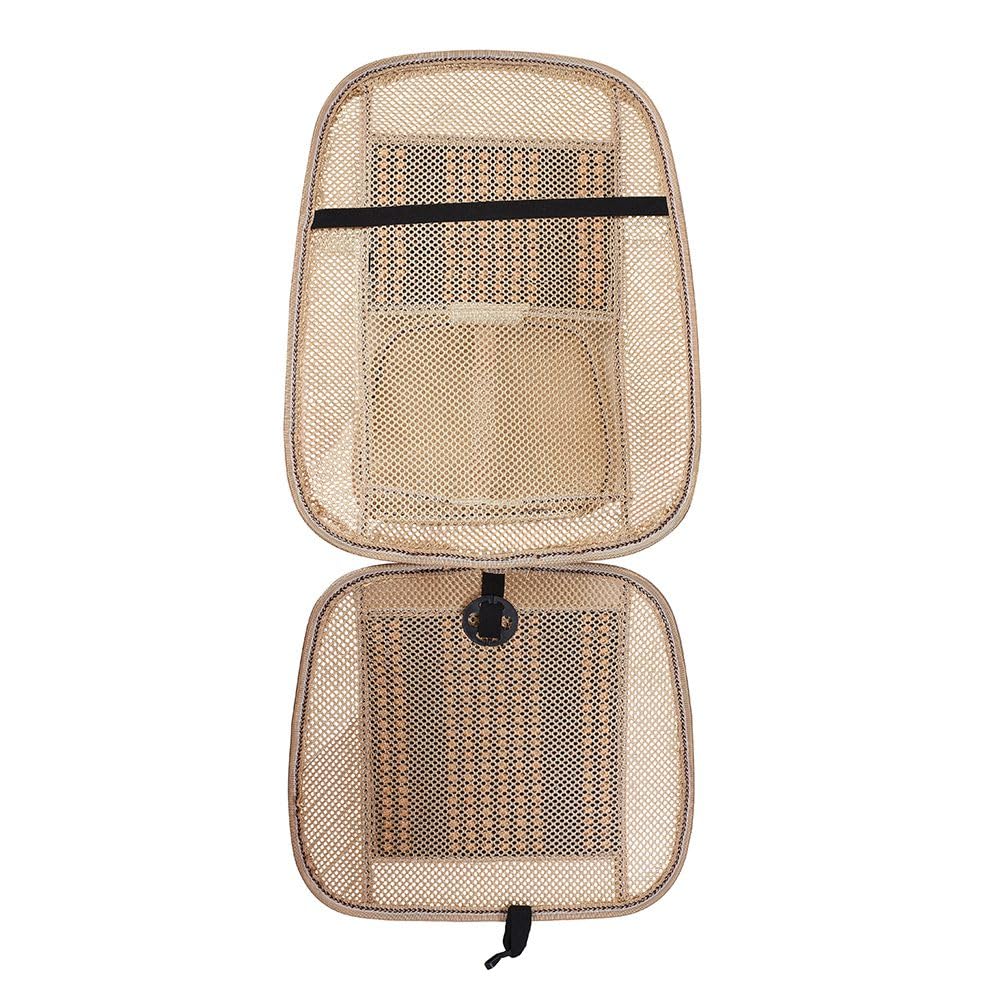Blueshyhall Coprisedile massaggiante per auto, con perline di legno con supporto lombare, traspirante, per sedili anteriori estivi (beige)