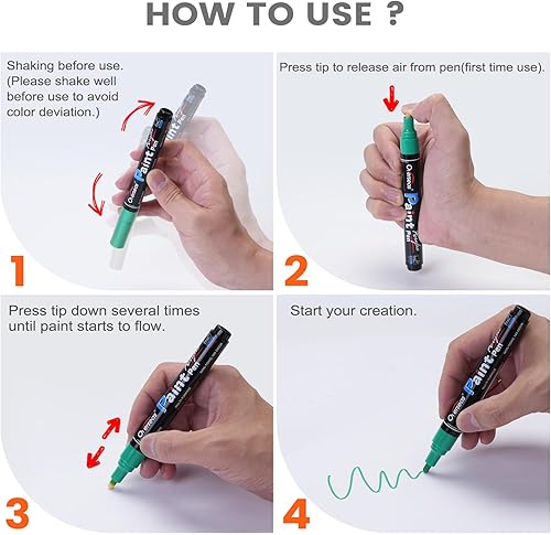 Miniatura 7 de Overseas Rotuladores de pintura naranja  Marcadores acrílicos permanentes, paquete de 8 unidades, a base de agua, secado rápido, resistente al agua