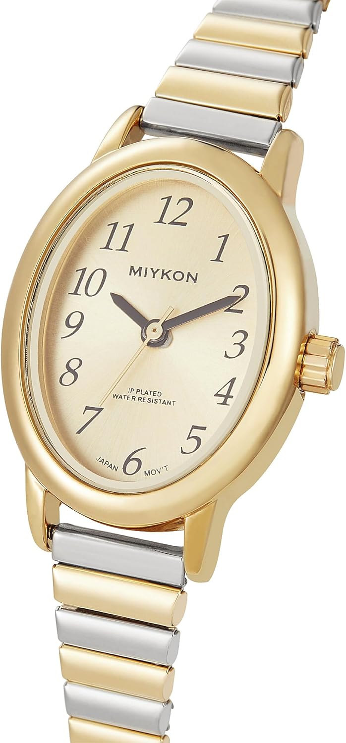 Miykon Dainty Vintage Dress Watches for Women – Easy Reader Analog Ladies Watch for Small Wrists with Stainless Steel Expansion Bracelet – Second Hand, Japanese Quartz, Waterproof to 100ft