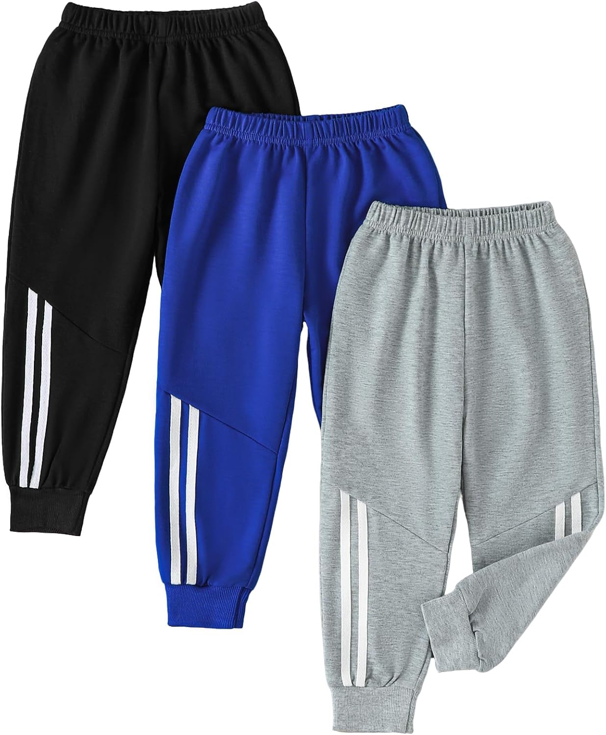 Boys Pants Toddler Kids Boys Sweatpants 3 Pack Elastic Waist Joggers Athletic Pants 3T 4T 5T Size 6 7