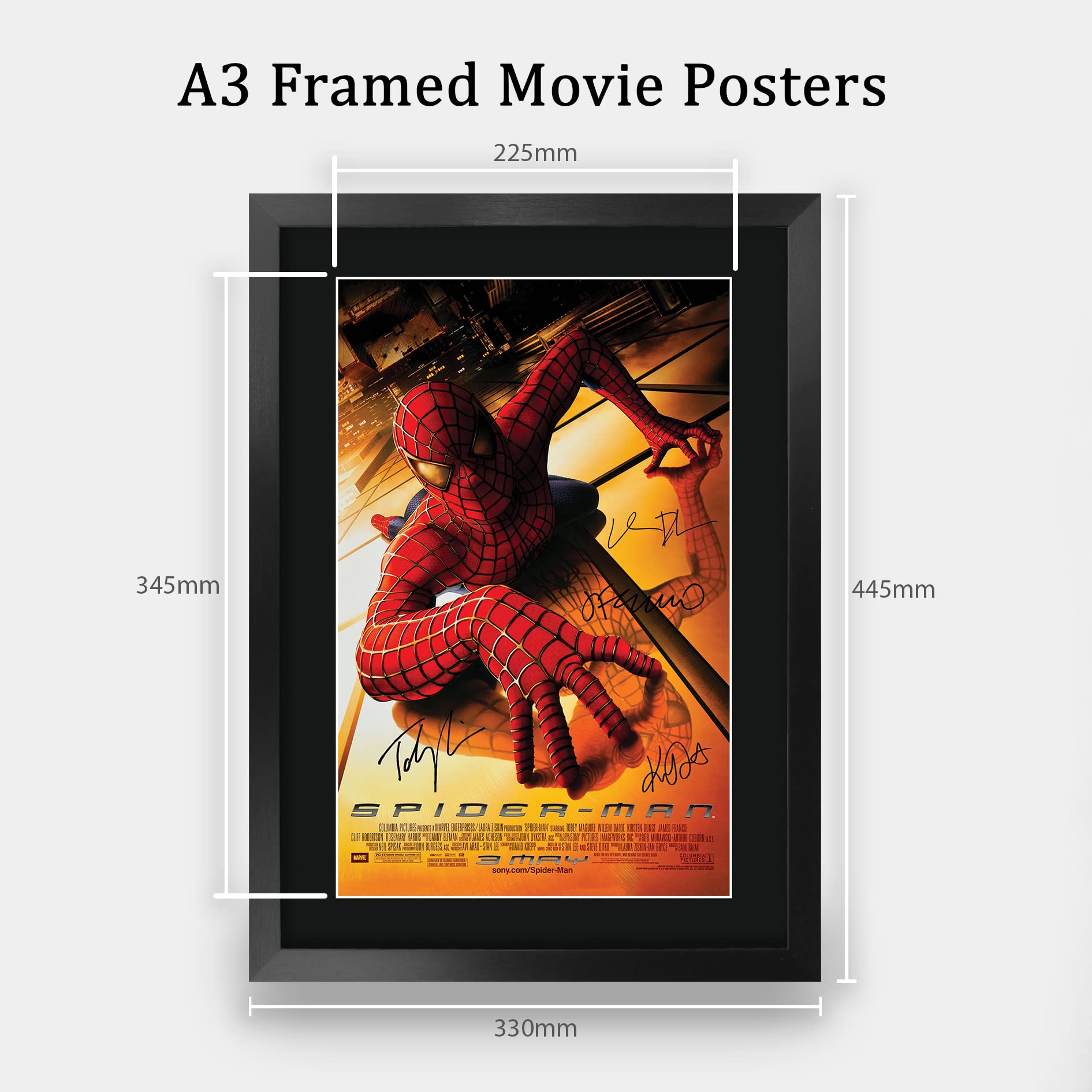 HWC Trading Spider-Man 1 Toby Maguire Gifts Printed Poster Signed Autograph Picture for Movie Memorabilia Fans - A3 Framed - Image 2
