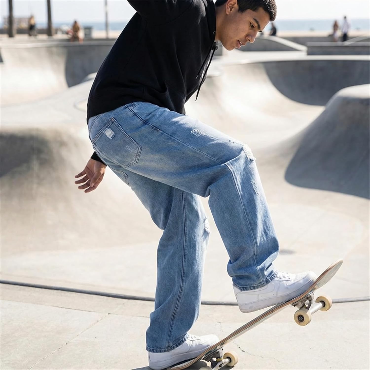 LUOBANIU Men's Baggy Jeans Loose Fit with 5 Pockets Stretch Ripped Denim Pants Relaxed Hip Hop Streetwear Y2K Vintage - Image 7