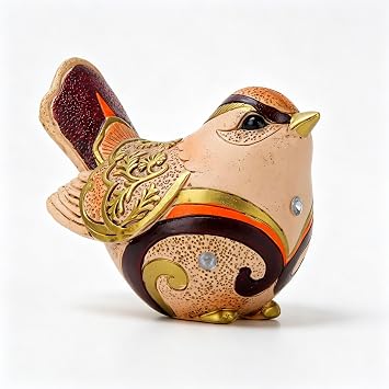 Bird Resin Figurines For Home Decor Sparrow Statue Sculpture Gold Accents | 5.5 * 4.4 * 3.5 in Shelf Decor Accents Tabletop Ornament for Desk, Shelf, Bookshelf Home Office Decor Bird Lovers Women
