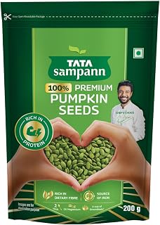 Tata Sampann Pumpkin Seeds, 200g, Rich in Protein, Dietary Fibre, Magnesium & Phosphorus, Raw & Unroasted Pumpkin Seeds, S... Price In India