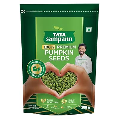 Tata Sampann Pumpkin Seeds, 200g, Rich in Protein, Dietary Fibre, Magnesium & Phosphorus, Raw & Unroasted Pumpkin Seeds,