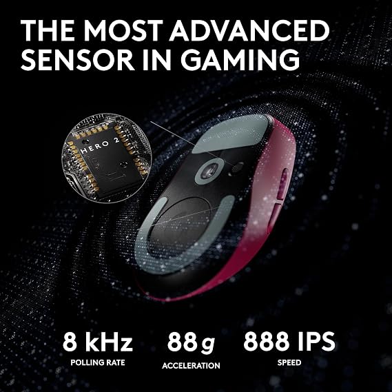 Logitech G PRO X Superlight 2 wireless gaming mouse, 60 g pro-grade mouse with 5 programmable buttons, 44k Dpi sensor, 8 kHz report rate, USB-C charging for PC/Mac - Pink