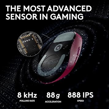 Logitech G PRO X Superlight 2 wireless gaming mouse, 60 g pro-grade mouse with 5 programmable buttons, 44k Dpi sensor, 8 kHz report rate, USB-C charging for PC/Mac - Pink