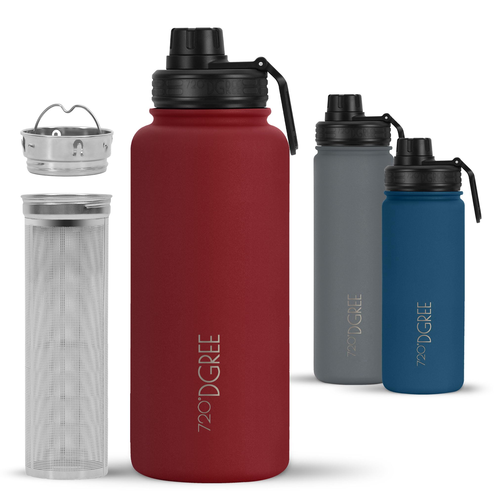 720°DGREE Vaccum Insulated Water Bottle + Infuser “noLimit“ - 950ml - Leakproof, BPA-Free, Thermo Stainless Steel Flask - Carbonated Drinks, Sports, School, Travel, Hiking, Outdoor +Sports-Cap