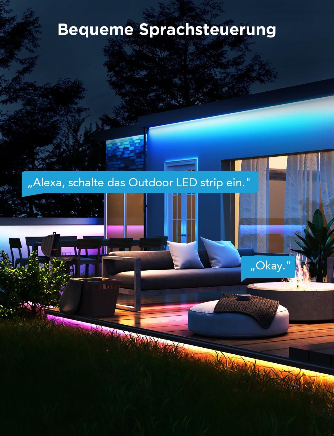 Govee 10m LED-Lichtleisten Außenbereich IP65 Wasserdicht RGBIC Intelligente Außenleuchten Alexa Google Assistant