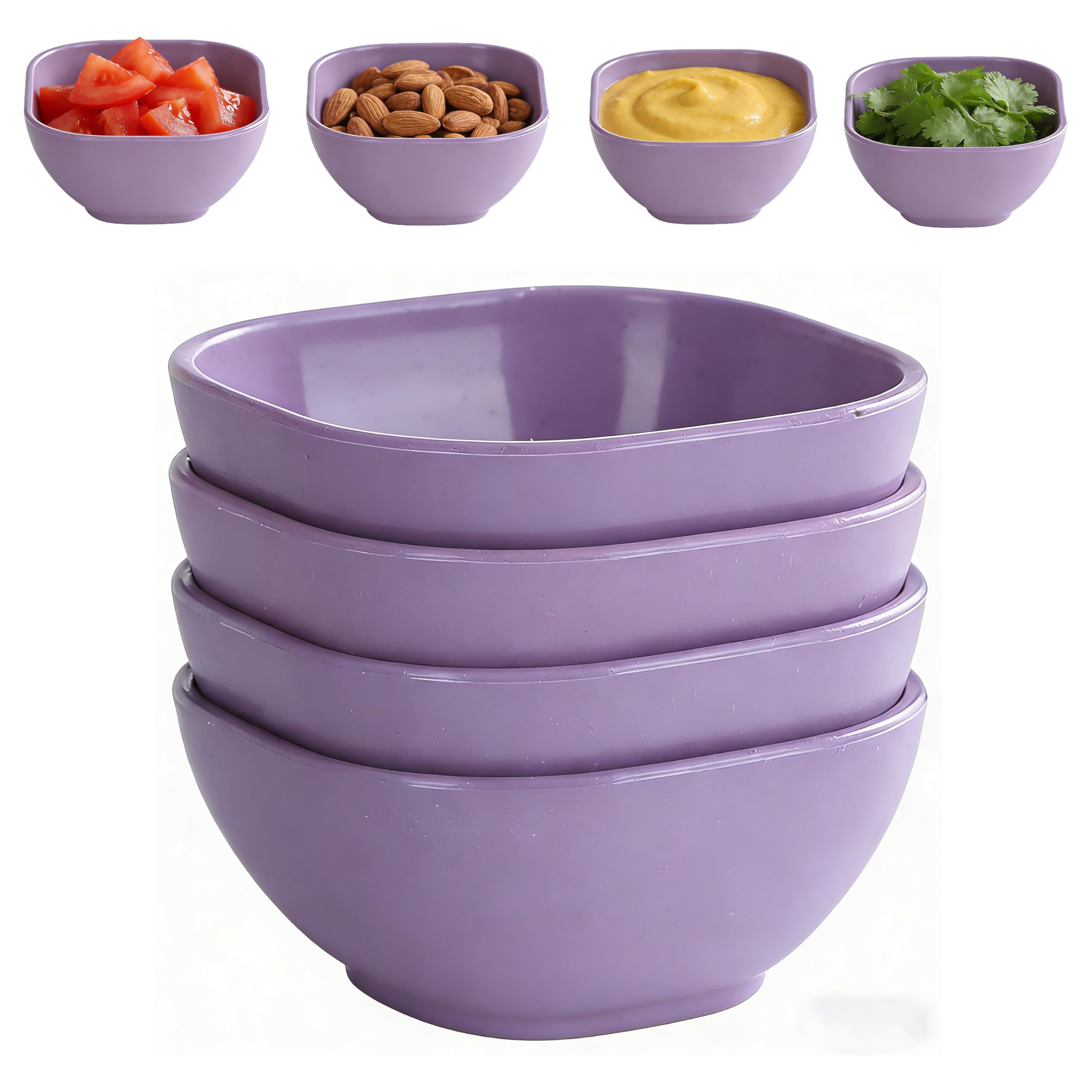 Mini Plastic Dipping Bowls 5oz 4 Pack Microwave Safe Condiment Pots — image 1