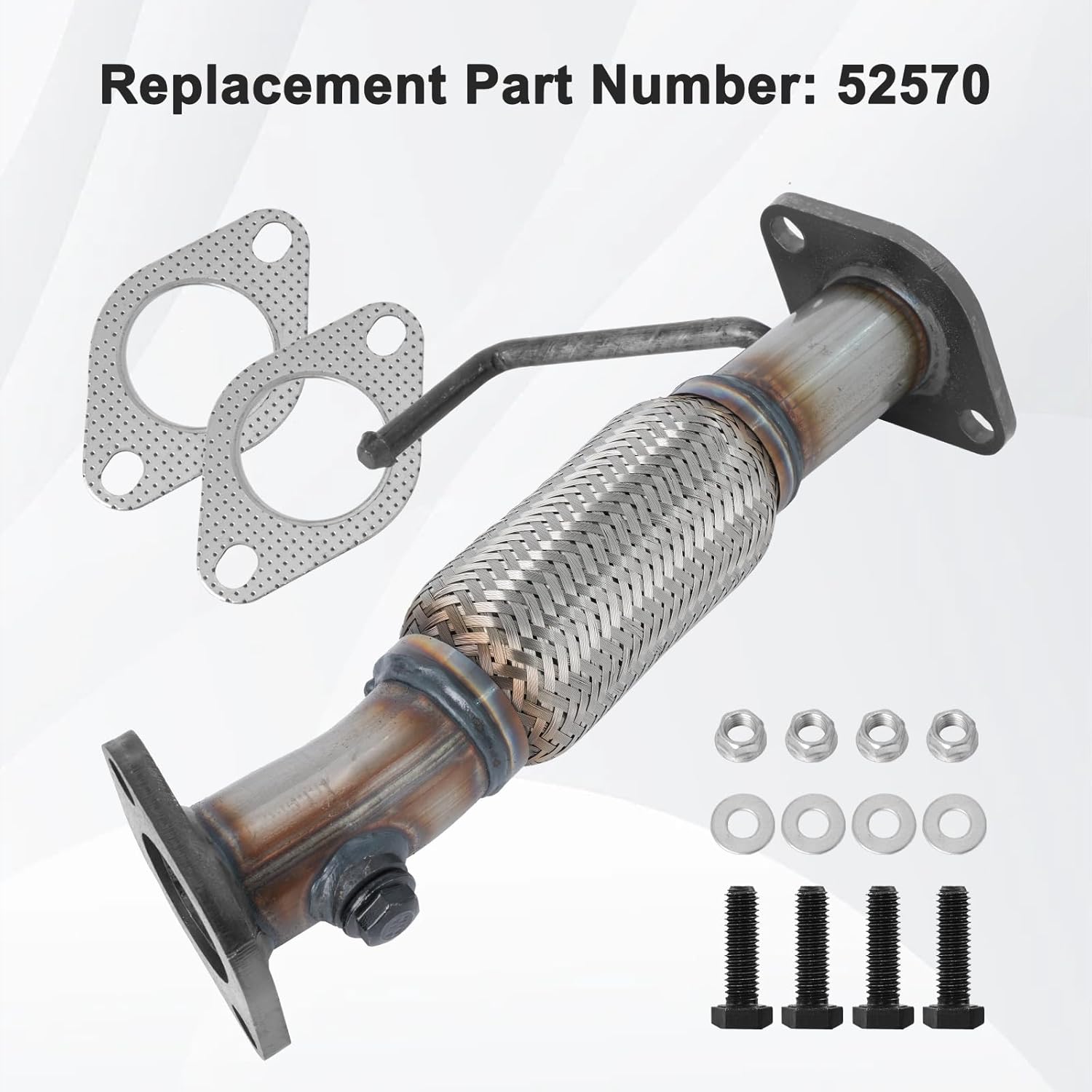 52570 Front Flex Pipe Replacement, Compatible with 2012-2017 Hyundai Accent & Kia Rio 1.6L, Replaces 52570