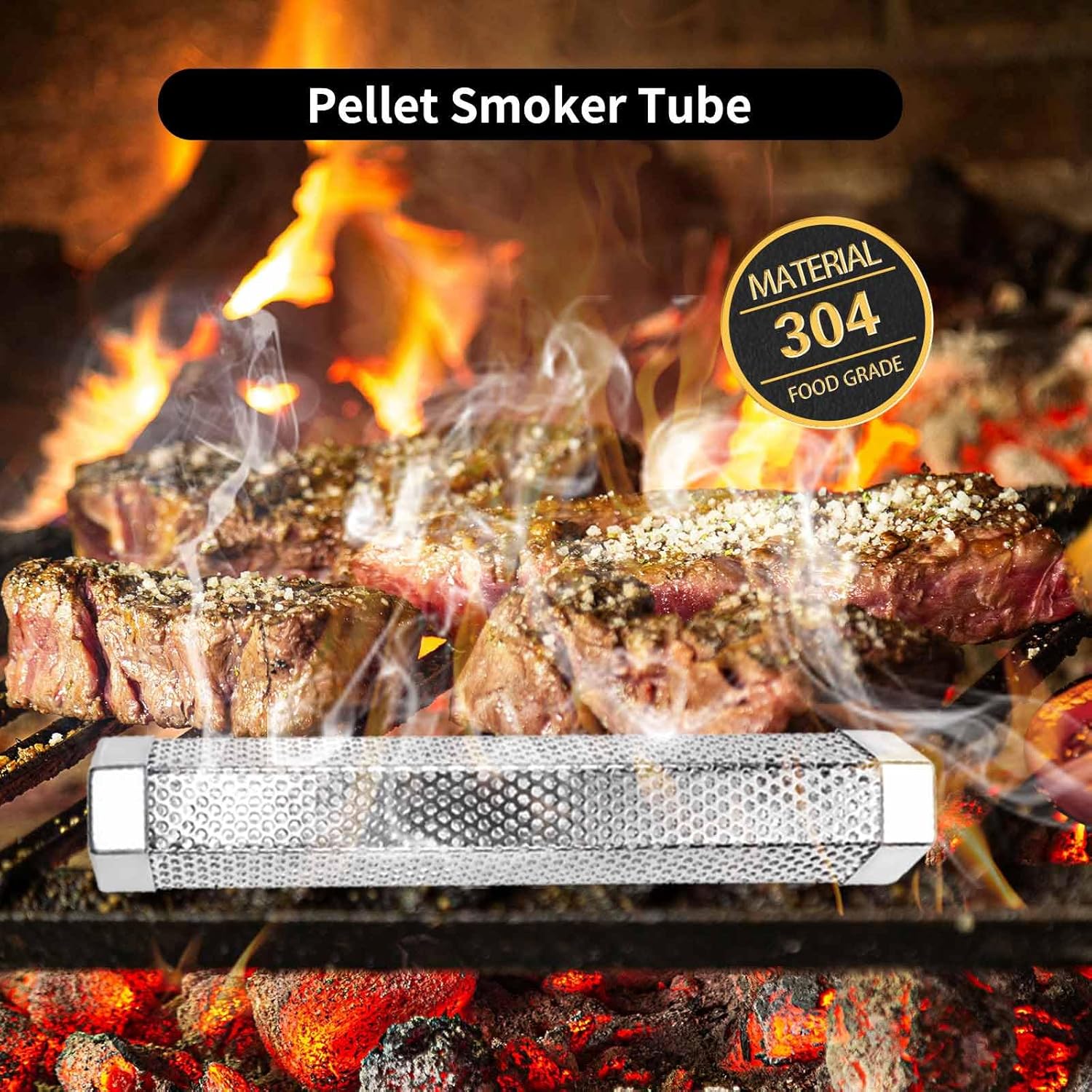 2Packs MAISHI 12-Inch Pellet Smoker Tube,Food Grade 304 Stainless Steel for Hot/Cold Smoking, 5+ Hours of Flavorful Smoke for BBQ, Meat,More Durable Grill Smoker Generator for Wood Pellets