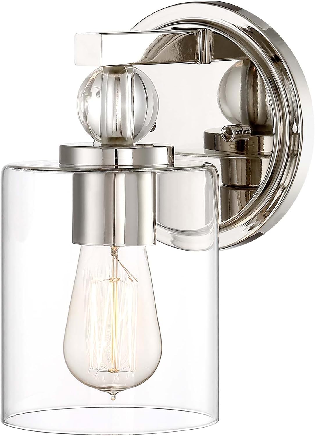 Minka Lavery 3071-613 Studio 5 Vanity Bath Light, 1-Light, 60 Total Watts, 6-in H x 9.63-in W, Polished Nickel