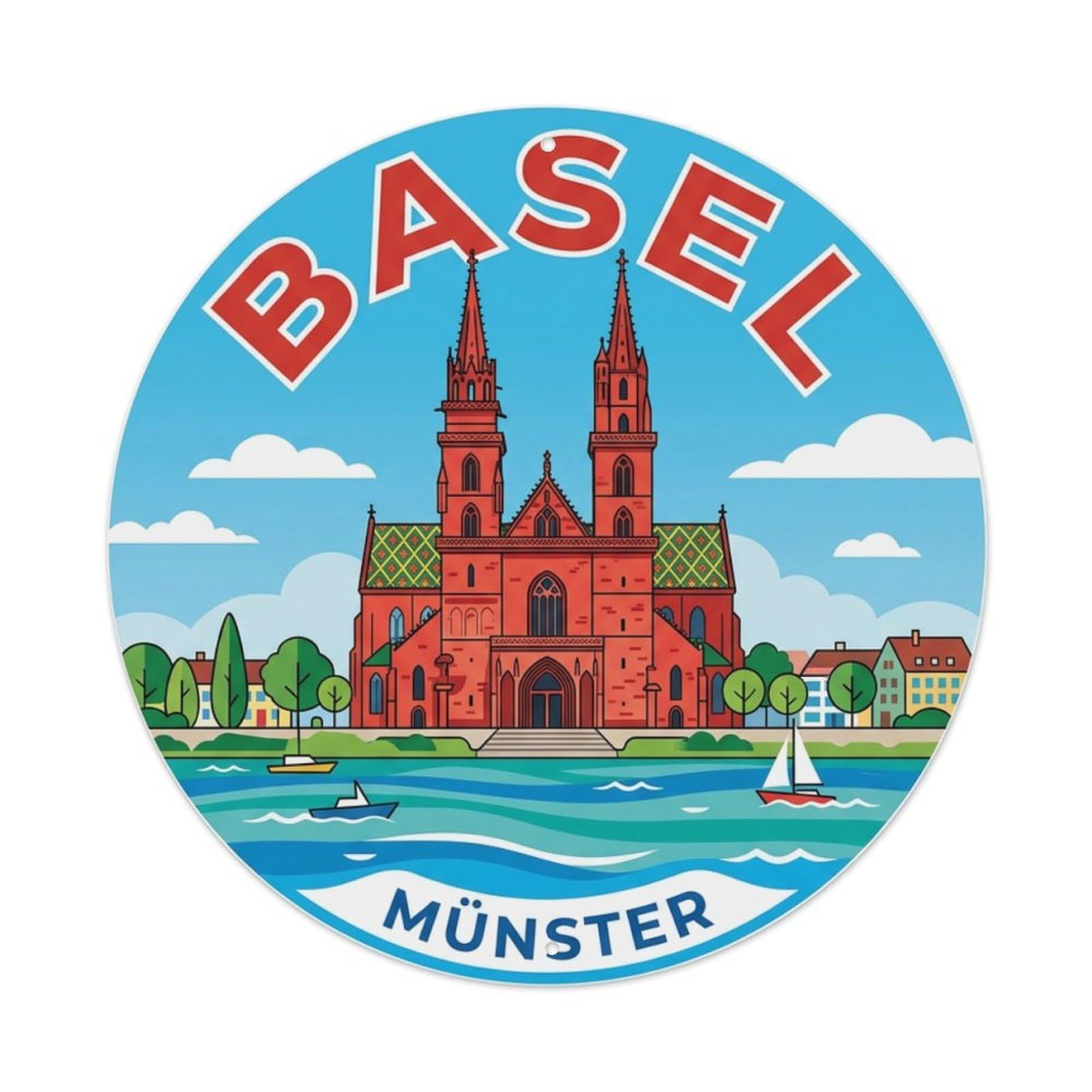 Metal Tin Sign Vintage Travel Switzerland Basel