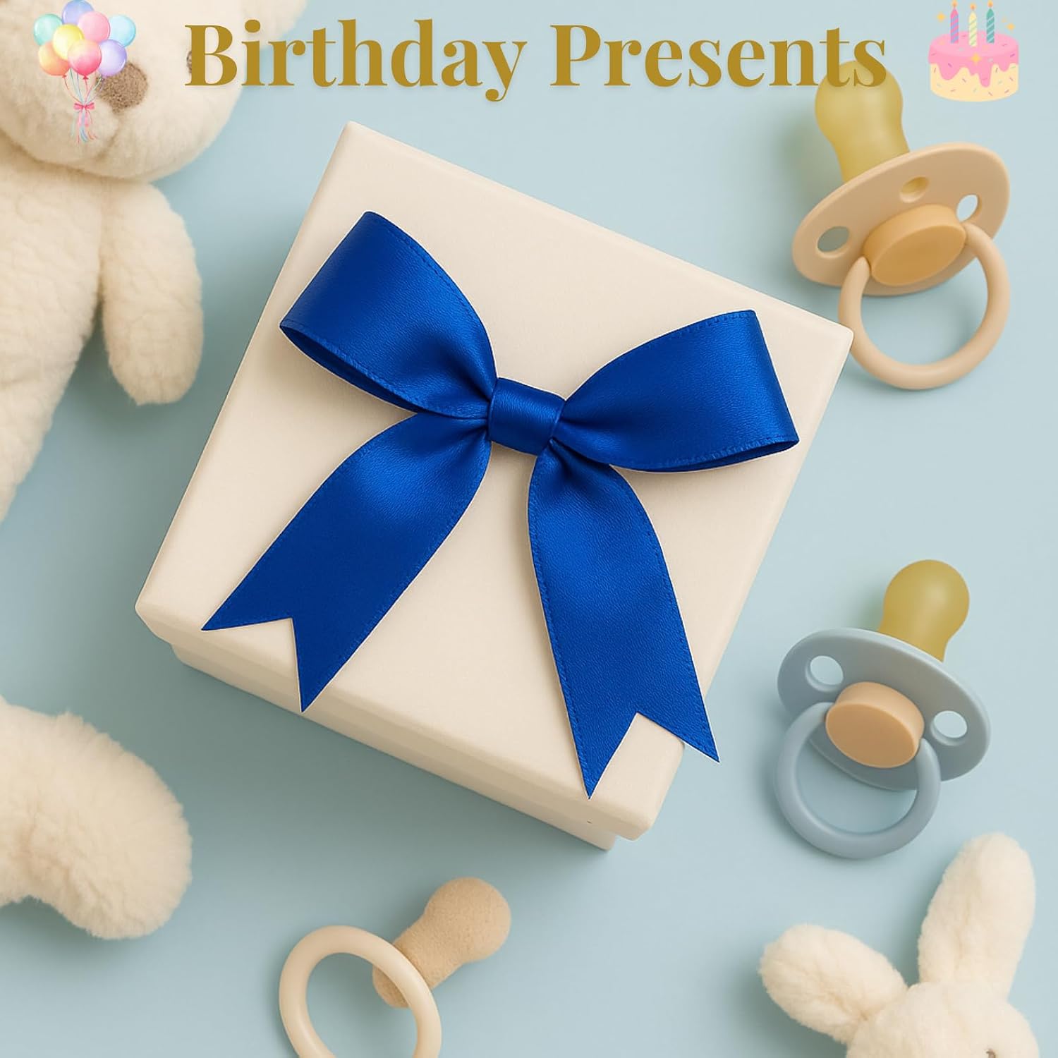 Blue Gift Wrap Bows - 50pcs 3.3 Inch Elegant Bows for Gift Wrapping, Party Decorations, Wedding Decor, Birthday Presents, Holiday Gifts, DIY Crafts, Baby Shower, Anniversary, Christmas, Gift Bags image 5