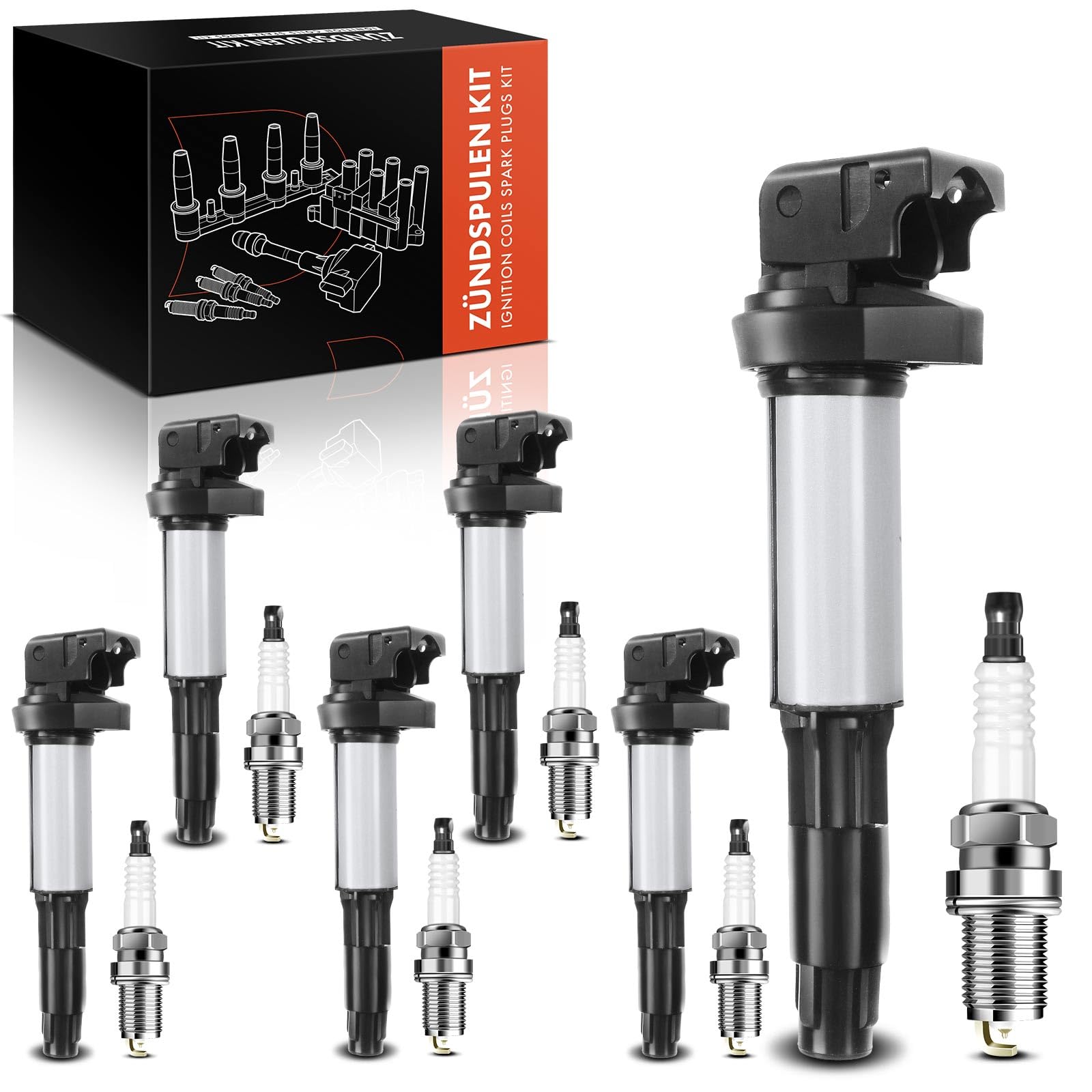 Frankberg 6x Ignition Coil Set Petrol Compatible with E46 E90 E91 E92 E93 2000-2013 E81 E82 E87 E88 F20 F21 2004-2015 E39 E60 E61 F07 2002-2017 Mi.ni R55 R56 R57 R58 R60 2006-2016