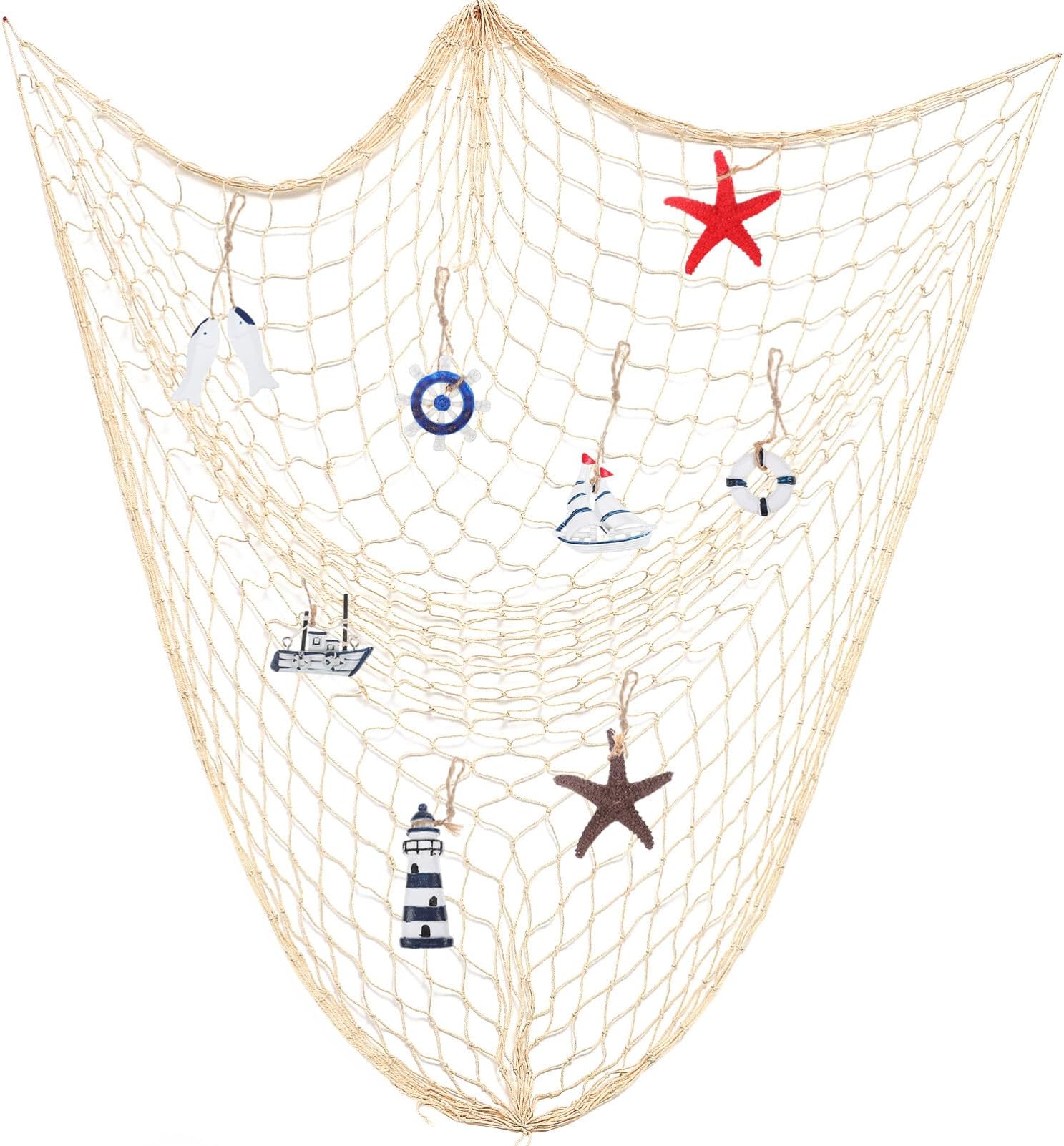 VILLCASE Fishing Net Decoration, Nautical Fishing Net Decorative Fishing Net Fish Net Decor Wall Hanging Decoration Wall Net for Party Wall Wedding Photograph 1 Set, 59 x 78in