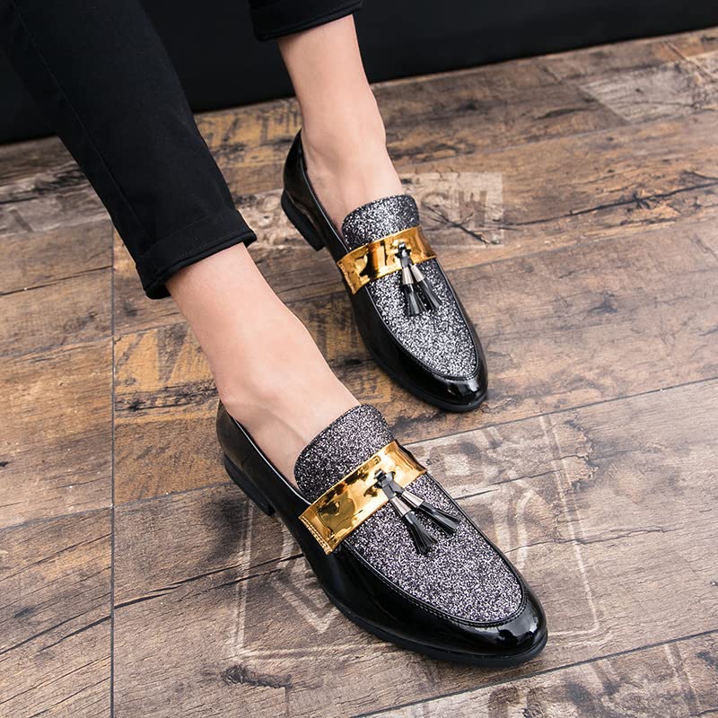 Mens Leather Shoes for Wedding Men's Dress Shoes Party Slip on Loafer Driving Shoes Slip-on Loafer Birtish Formal Business Casual Shoes Smoking Slipper4