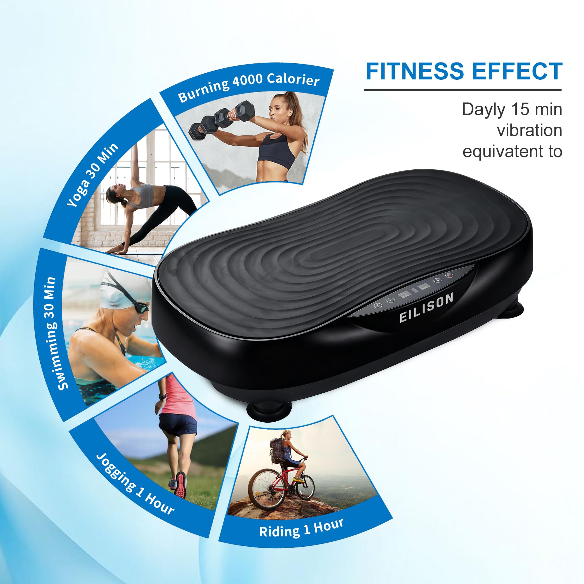 EILISON Glory - Máquina de ejercicio con placa de vibración, drenaje linfático, plataforma de vibración de entrenamiento de todo el cuerpo, 99 velocidades ajustables, placa vibratoria moldeadora de