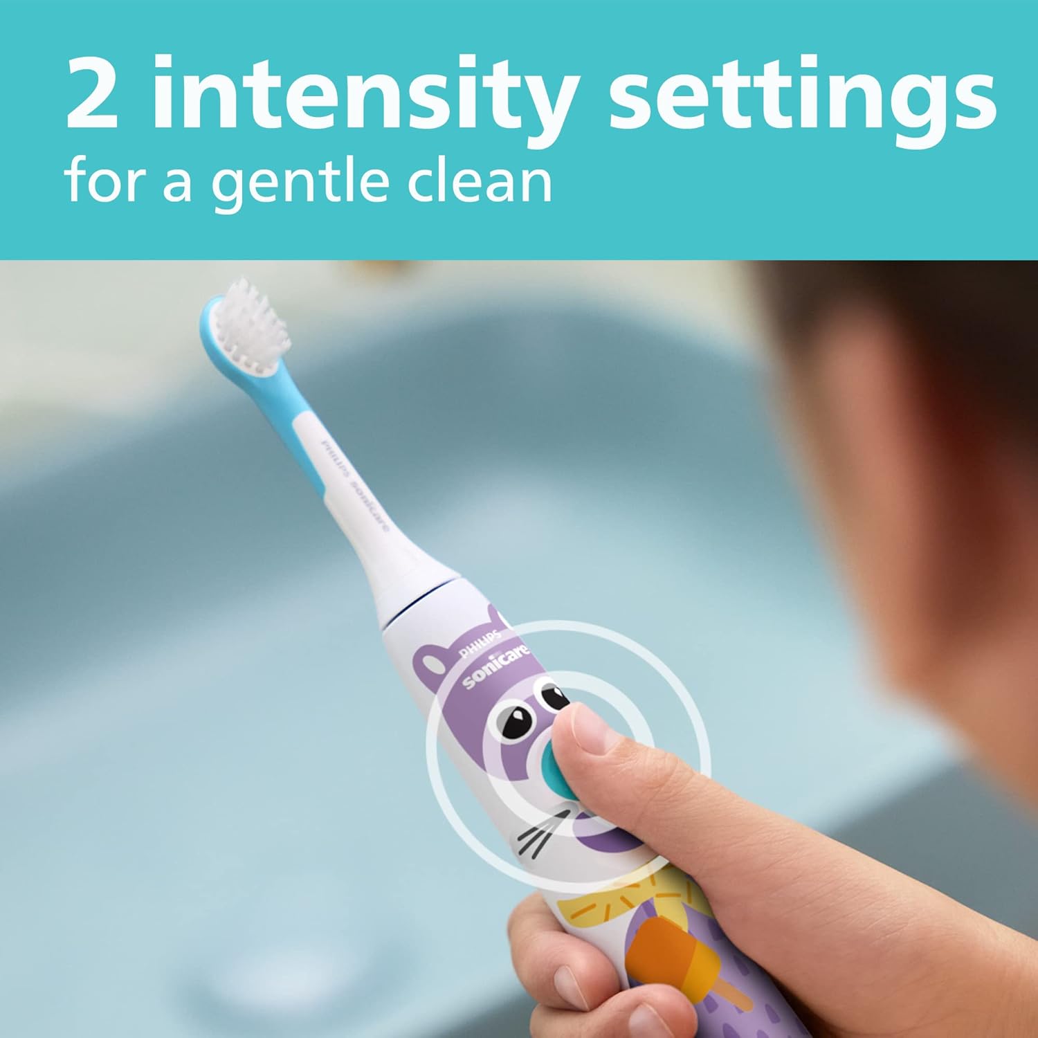 Philips Sonicare for Kids Design a Pet Edition, Corded Electric, Brush Head Bundle, BD1005/AZ & 4100 Power Toothbrush, Rechargeable Electric Toothbrush with Pressure Sensor, Black
