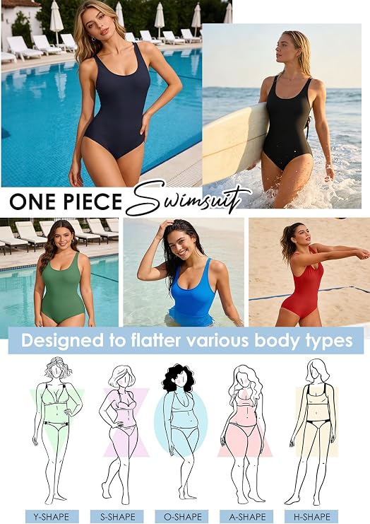 Zando Athletic One Piece Swimsuits for Women & Teen Modest Bathing Suit