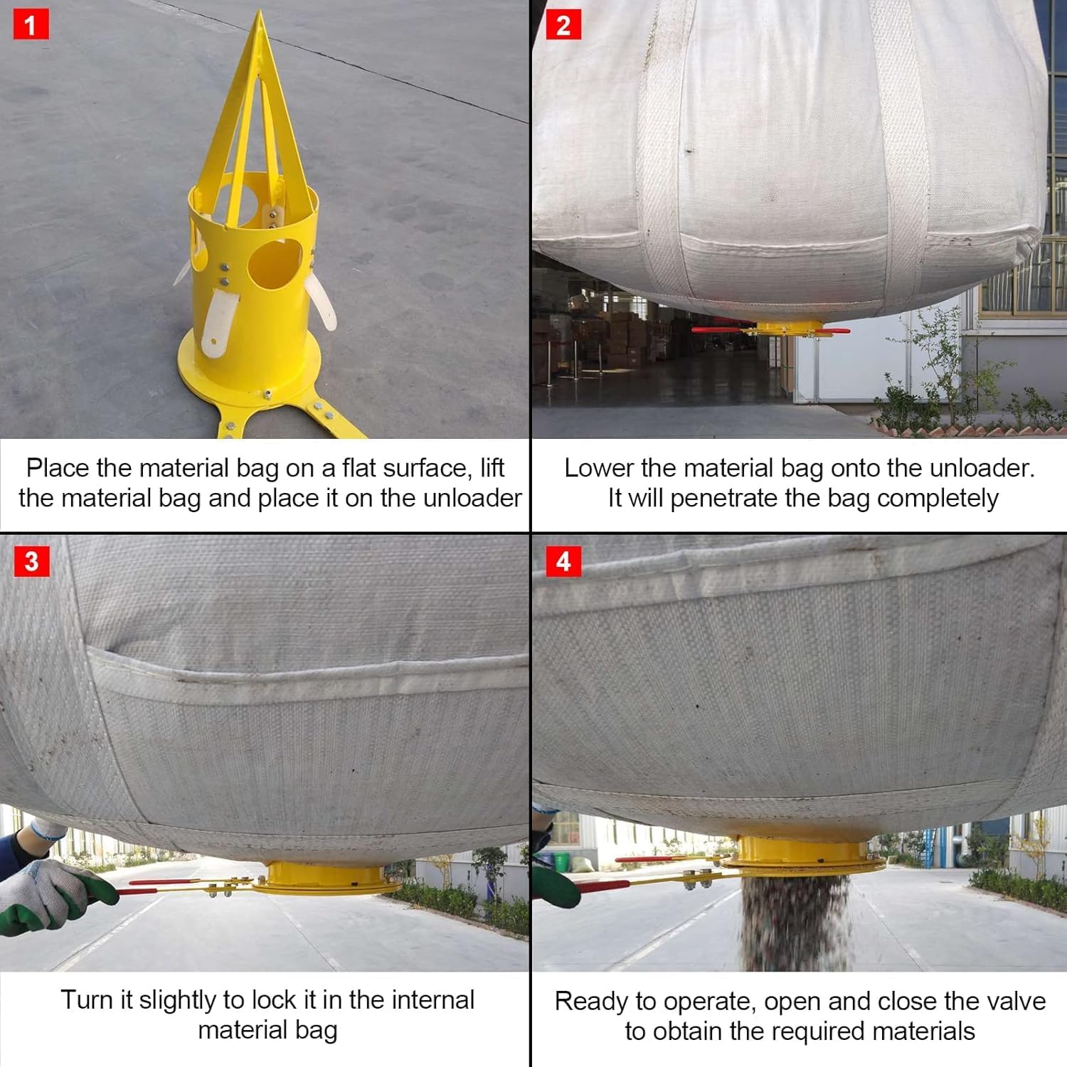 Big Bag Dispenser Bulk Bag Unloader Big Bag Animal Feed Unloader for Warehouse Farm Home Use (Yellow + Red)