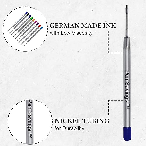 Miniatura 3 de Paquete de 5 repuestos para bolígrafos compatibles con bolígrafos Parker, punta media (envasado a granel) (verde)