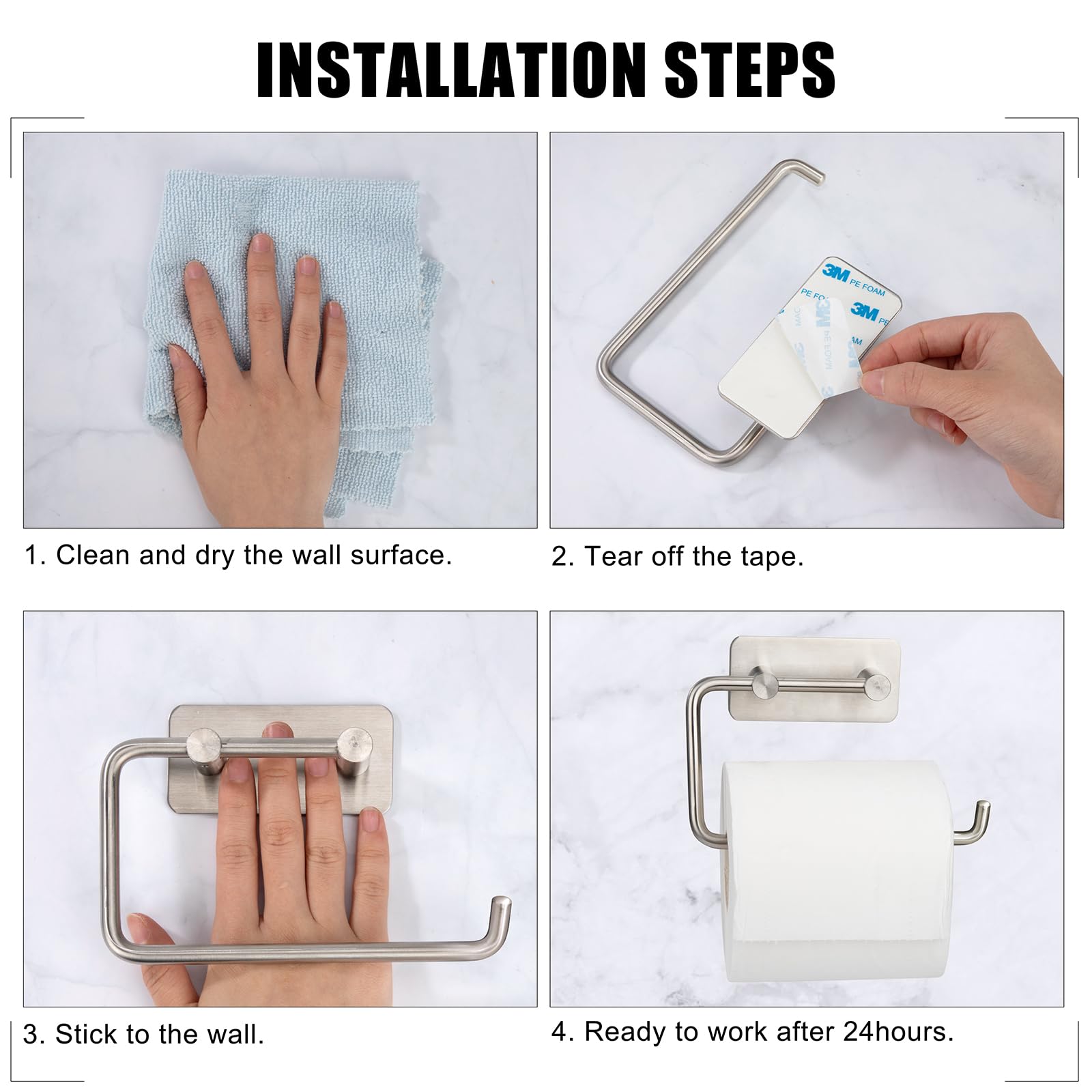 Porta Carta Igienica Autoadesivo In Acciaio Inox - Senza Fori, Impermeabile, Per Bagno