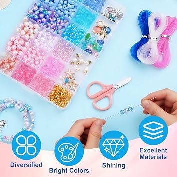 Redamancy 625 Pcs Bracelet Making Kit, 24 Colors Beads for Bracelet Making, Glass Beads for Jewelry Making, Jewellery Making Kit, Beads for Crafting, Bracelet Beads, Glass Beads for Bracelet Making