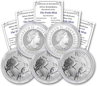 2023 P Lot of (5) 1 oz Australian Silver Kookaburra Coins Brilliant Uncirculated (In Capsule) with Certificate of Authenticity $1 Seller BU