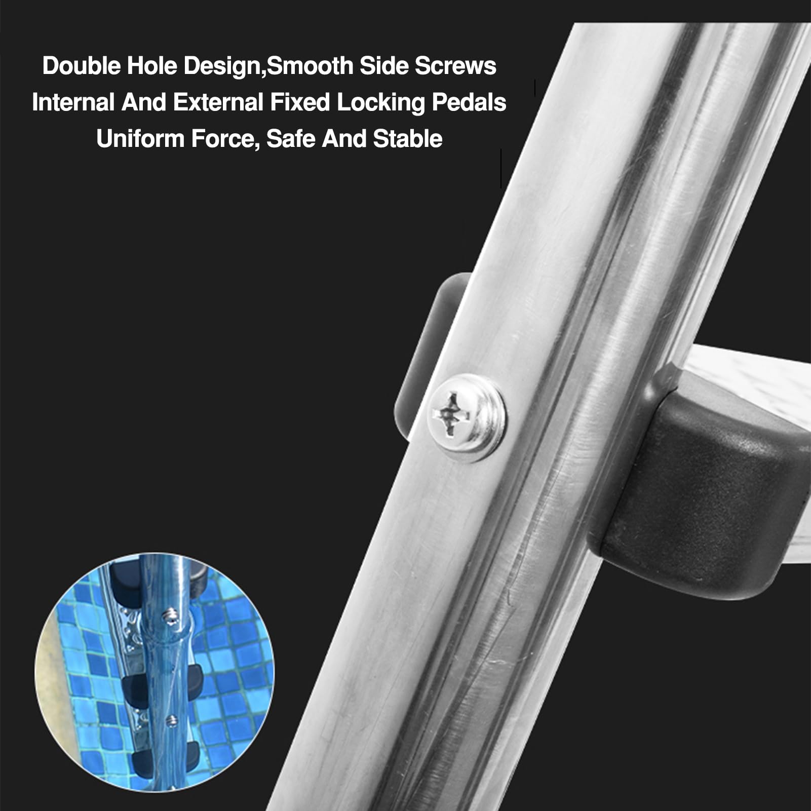 Scale per Piscina, gradini in Acciaio Inox, Scale per Salire in Piscina con corrimano, Adatte a Piscine, Spa e parchi Acquatici (2 gradini)