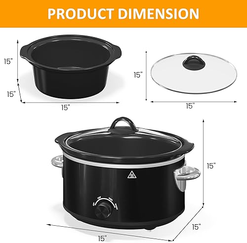 Miniatura 8 de HEYNEMO Olla de cocción lenta de 4 cuartos de galón, pequeña olla de cocción lenta con 3 ajustes de cocción, olla de cerámica apta para