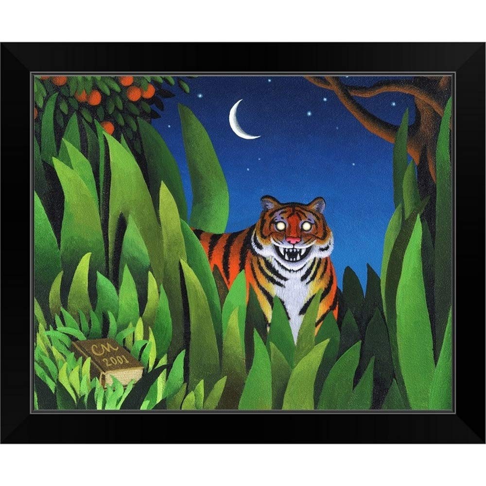 Tiger Tyger Black Framed Art Print, Tiger Artwork