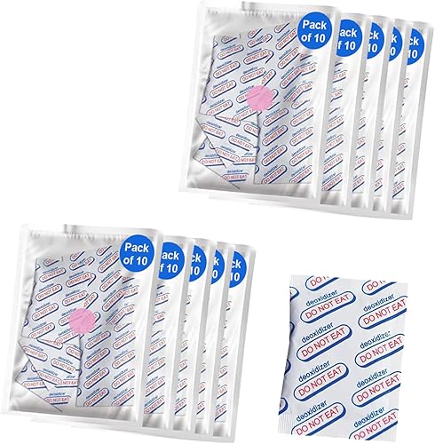 Absorbentes de oxígeno de 100 cc (paquete de 10 paquetes individuales, 100 paquetes en total) para almacenamiento de alimentos, paquetes de