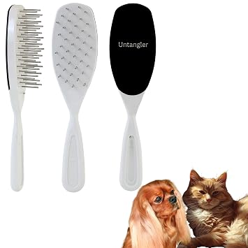 Pet Brush with Rotating Stainless Steel Teeth for Pain-Free Brushing and Cleaning