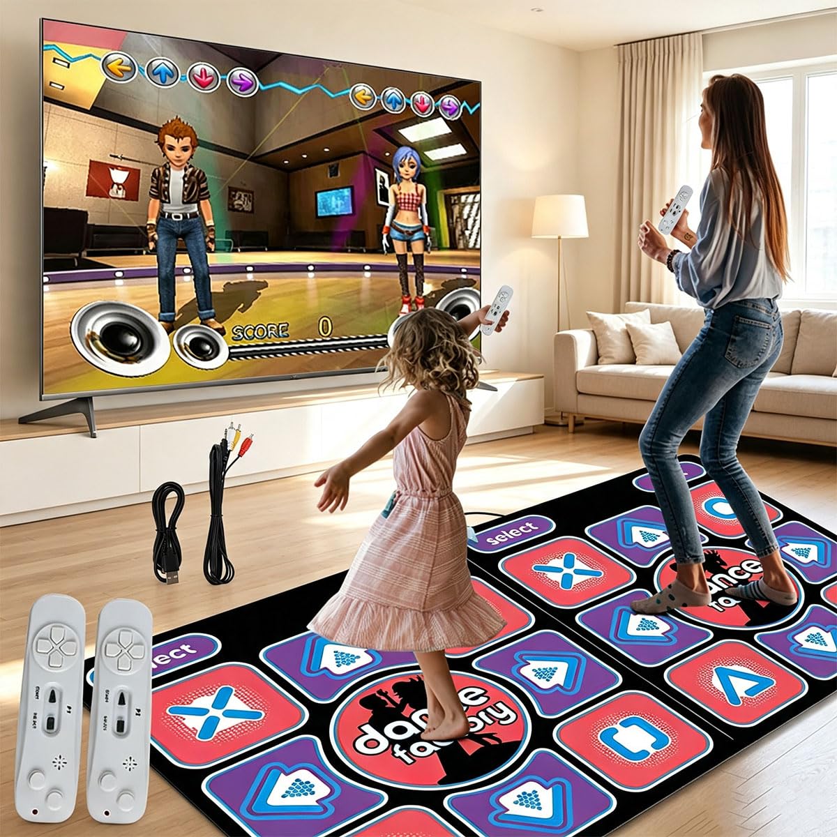 Tappeto da ballo Double Musical per TV e PC, con luci LED, 3 modalità