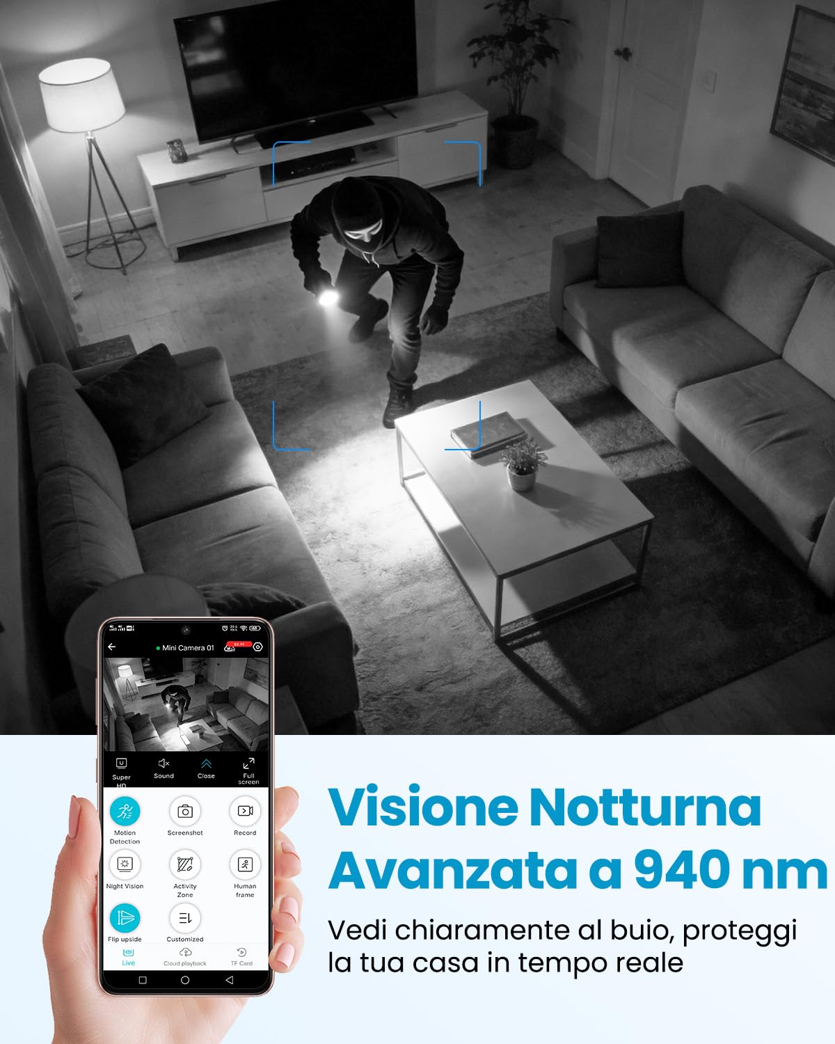Mini Telecamera Wifi Interno 4K HD Telecamera Wifi/Senza Wifi Microcamera Senza Fili Videocamera Sorveglianza con Visione Notturna, Montaggio Adesivo, Magnetico o con Viti, Per Auto/Casa/Bambini