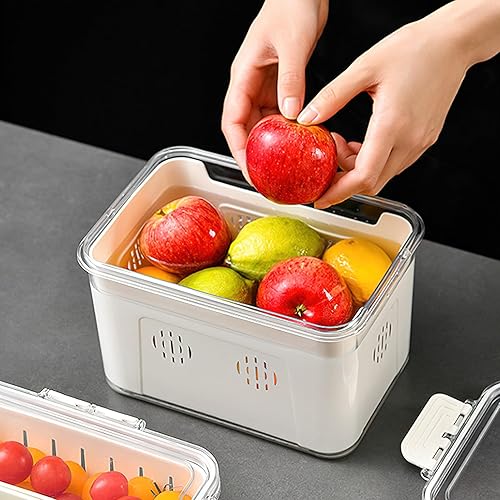 Miniatura 2 de Contenedores organizadores para refrigerador, contenedores de almacenamiento de alimentos con tapas, contenedores de almacenamiento de frutas