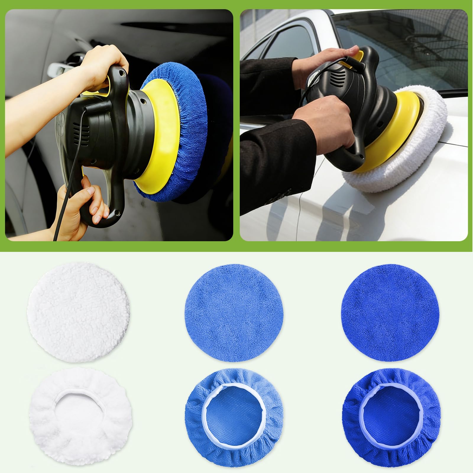 8 Stück Autopolierpads, Lamm-Fleece-Polierpad, Motorhauben-Polierpads für Autopolierer, 22,9 cm – 25,4 cm, Auto-Puffer-Pads für Auto-Details, Glas, Instrumente, Kamera, Möbel, Metall, Holz
