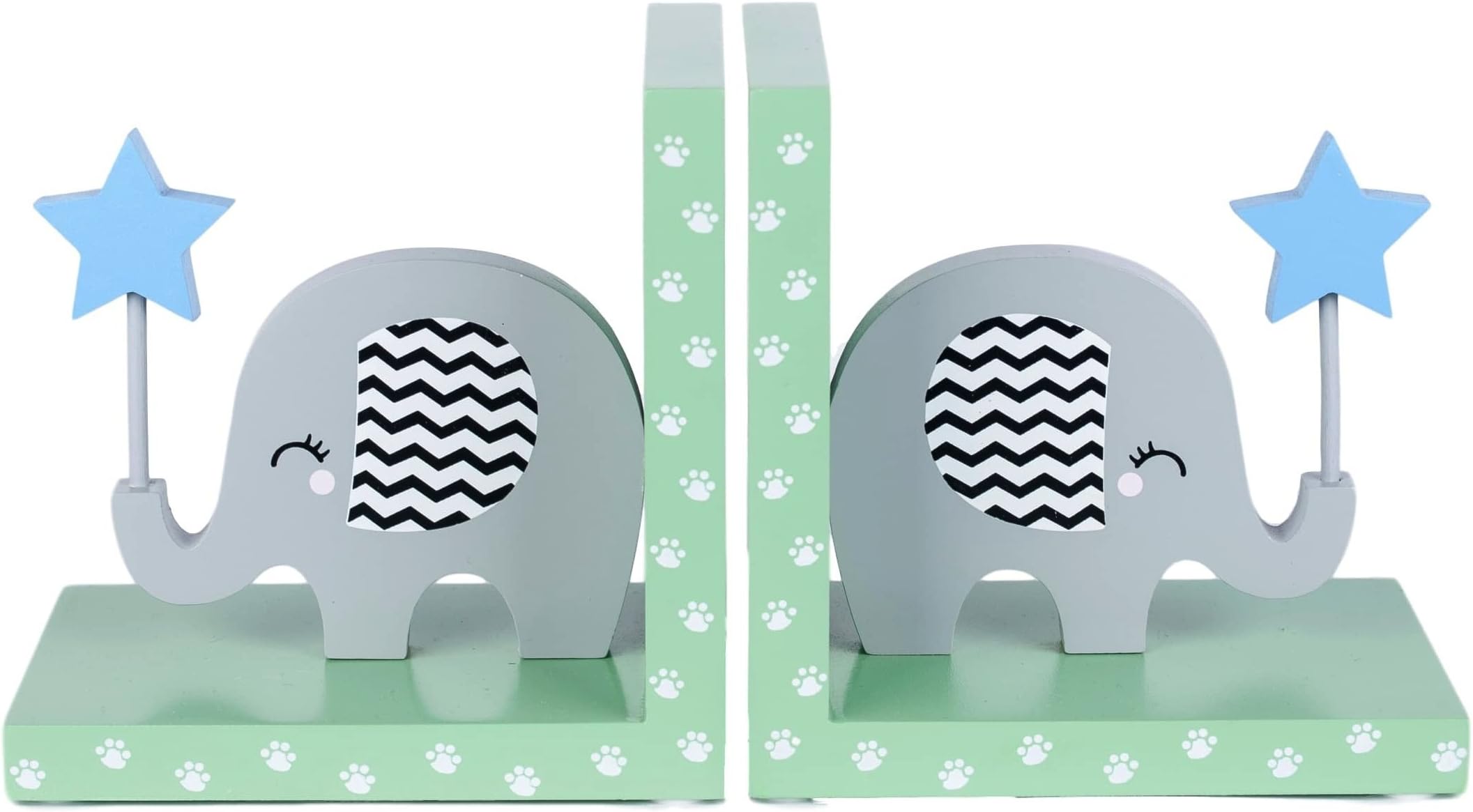 Quality Handcrafted Wooden Safari Elephant Bookends by Tinkie Toys