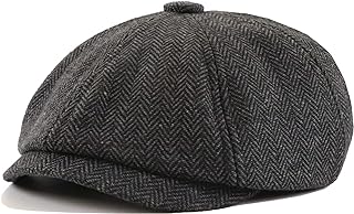 Mens Newsboy Herringbone Flat Cap, Beret Driving Paperboy Hats,Gatsby Ivy Irish Cap Chapeau Hiver Plate Homme