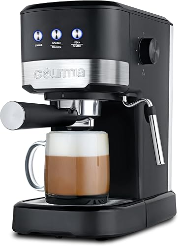 Miniatura 7 de Gourmia Máquina de café expreso de 15 barras con potente varita de espuma con depósito de agua extraíble de 1.2 L, color negro