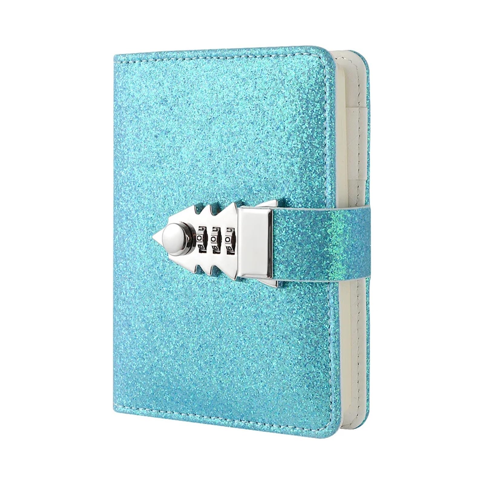 Notizbuch, A7, Passwortbuch mit Schloss, Tagebuch, Studenten-Schreibwaren, Notizbuch, Reisebuch, Notizblock, Tagebuch, Büro, Schulbedarf, Studentengeschenk für Studium, Arbeit (Gold) (Blau, A7)