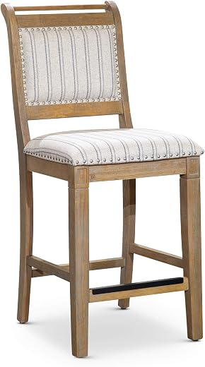 Centennial 24" Counter Stool, natural wood, Linen fabric