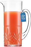 Godinger Pitcher, Acrylic Water Pitcher with Handle, Water Jug, Shatterproof and BPA Free - Dublin Collection, 1.7L