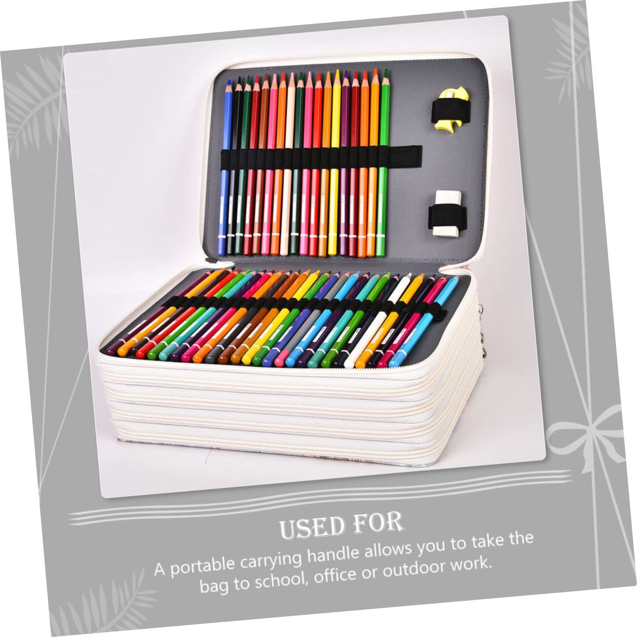 TEHAUX Federmäppchen mit 252 Fächern, Großes Pu Polyester Etui mit Henkel