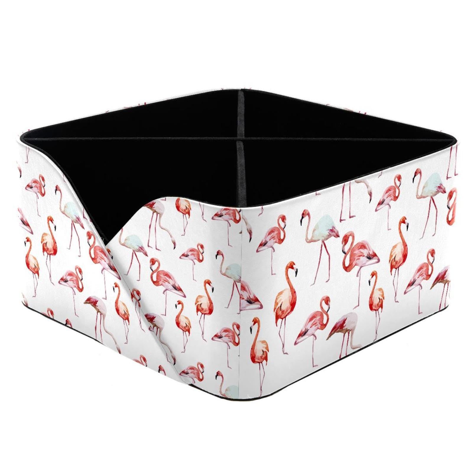 KengjuTesu Flamingos Desktop Organizer Pen Holder, Rectangular Pencil Cup for Office, Study and Makeup Stations