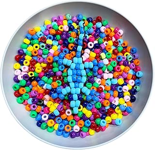 1200+ Multicolor Plastic Round Pony Beads for Bracelet Making, Hair Braiding, DIY Crafts, Key Chains and Ornaments Decorations